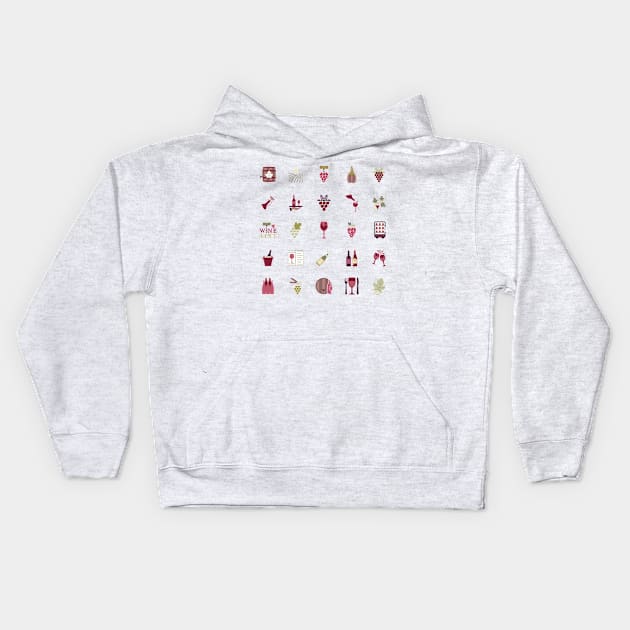 Wine Pattern Kids Hoodie by SWON Design